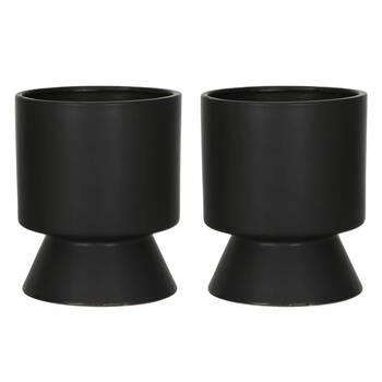 2PK Belle Luca Dolomite Flower Pot/Planter Small 19.8cm Home Decor - Black