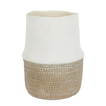 Belle Cove Ceramic Indoor Plant Pot Large 23cm - White