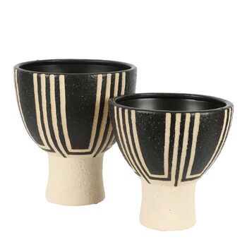 Belle Tribal Ceramic Flower Pot/Planter Large 21cm Home Decor - Brown