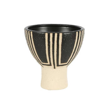 Tribal Ceramic Flower Pot/Planter Small Home Decor - Brown
