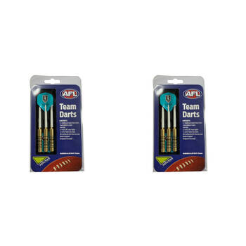 2x 3pc AFL Brass Darts Port Adelaide Power Team Design Flights & Shafts In Case