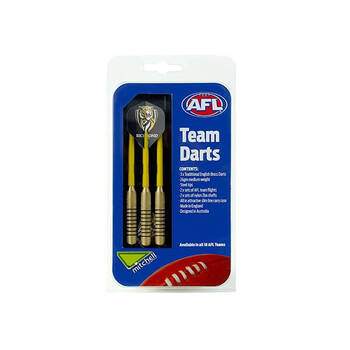 3pc AFL Brass Darts Richmond Tigers Team Design Flights & Shafts In Case