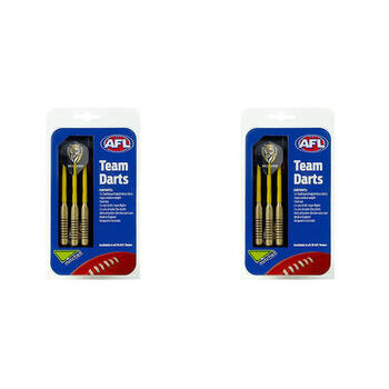 2x 3pc AFL Brass Darts Richmond Tigers Team Design Flights & Shafts In Case