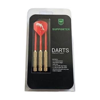 3pc NRL Darts Dolphins Team Design 24 Gram Flights & Shafts Case Included