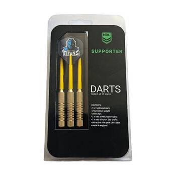 3pc NRL Darts Gold Coast Titans Team Design Flights & Shafts Case Included