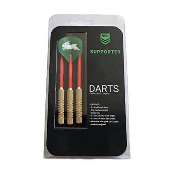 3pc NRL Darts South Sydney Rabbitohs Team Design Flights & Shafts Case Included