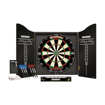 Winmau Pro Dart Set Black PDS Professional NPDS Dartboard with Cabinet