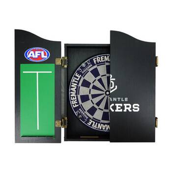 AFL Dartboard and Cabinet Set Fremantle Dockers Team Design Black Finish