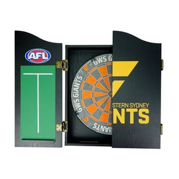 AFL Dartboard and Cabinet Set GWS Team Design Black Finish