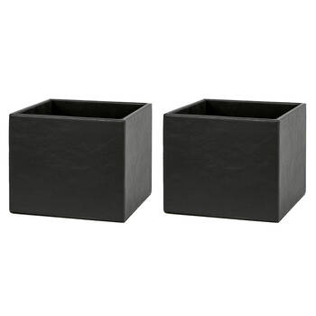 2PK Belle PU Leather Toilet Roll Box Tissue Holder 14.5x14.5cm - Black