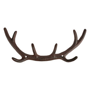 Esschert Design Cast Iron Antler Wall Hook Small Home Decor 29cm Brown