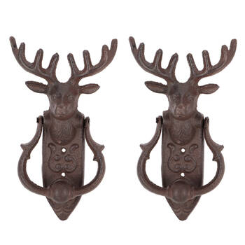 2PK Esschert Design Entrance Door Knocker Deer Home Decor 22.8cm Brown