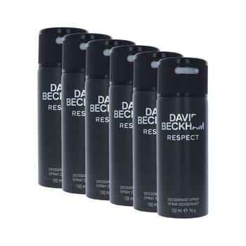 6PK David Beckham Respect Body Spray Mens Fragrance 150mL