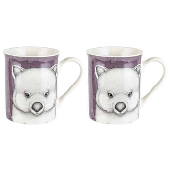 2PK LMD Dots By Donna Walter The Wombat New Bone China Coffee Mug 360ml Purple