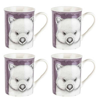 4PK LMD Dots By Donna Walter The Wombat New Bone China Coffee Mug 360ml Purple