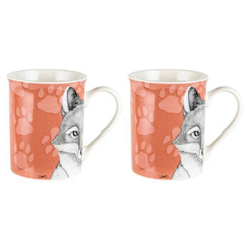 2PK LMD Dots By Donna Franklin The Fox New Bone China Coffee Mug 360ml - Orange