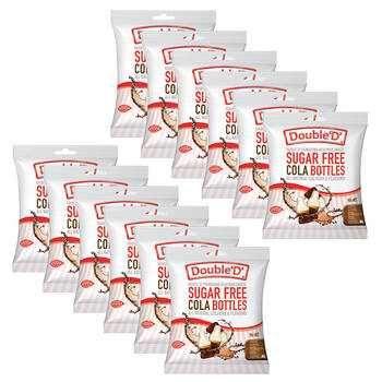12PK Double 'D' Sugarfree Cola Bottles Lollies Candy 90g Sweet Confectionary