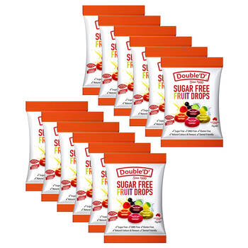 12PK Double 'D' Sugarfree Fruit Drops Lollies Candy 70g Sweet Confectionary