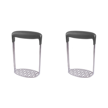 2PK Appetito Stainless Steel Potato Masher W/ Horizontal Soft Grip Handle