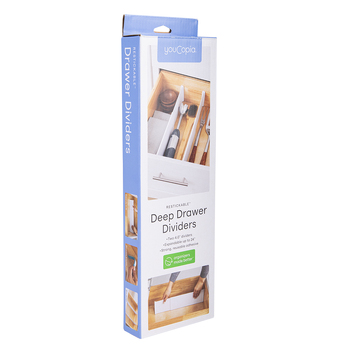 2pc Youcopia Restickable Deep Drawer Storage Dividers 10.6x60.96cm