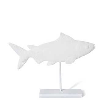 E Style 37cm Resin Salmon Fish Stand Sculpture - White