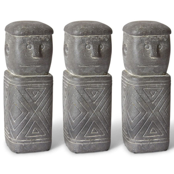 3PK E Style 26cm Cement Danica Totem Sculpture - Antique Brown