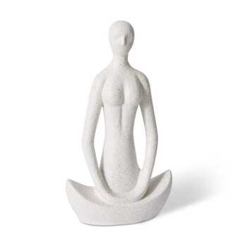 E Style 34cm Ceramic Meditation Sculpture - White