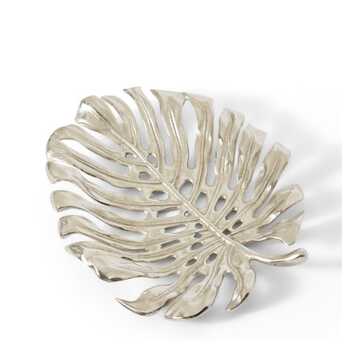 E Style Decor 36cm Aluminium Monstera Leaf - Nickel