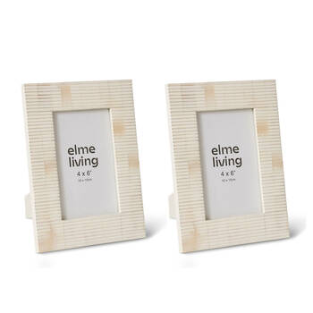 2PK E Style Zev 4x6" Photo Frame Tabletop Home Decor 22cm Cream