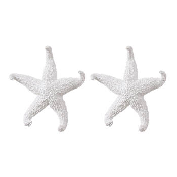 2PK E Style Starfish Ochre Sculpture Tabletop Home Decor 24cm White