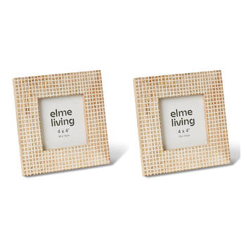 2PK E Style Nairobi 4x4" Photo Frame Tabletop Home Decor 16cm Natural/White