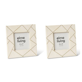 2PK E Style Panya 4x4" Photo Frame Tabletop Home Decor 16cm Cream/Gold