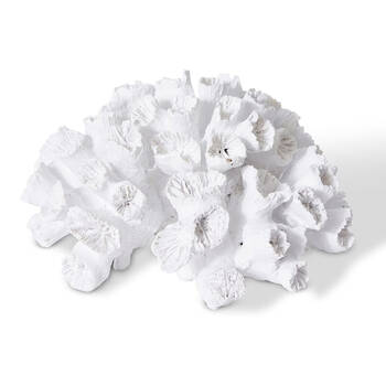 E Style Coral Flower Decorative Display Polyresin 20x9cm - White