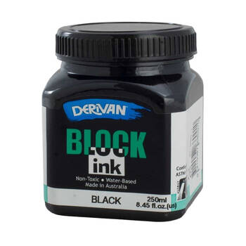 Derivan Lino and Block Printing Water-Based Non-Toxic Ink 250ml Black