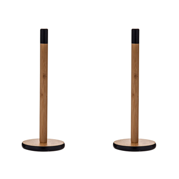 2PK Davis & Waddell Bamboo Paper Towel Holder 35.5cm - Natural/Black