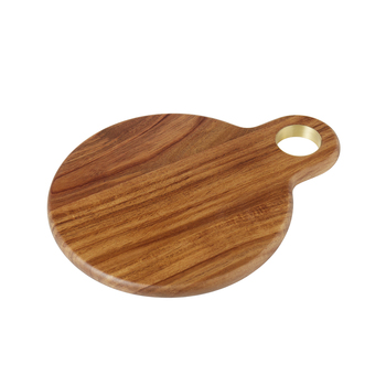 Davis & Waddell Acacia/Brass Serving Board 32.5x25cm Round - Natural