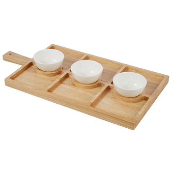 Davis & Waddell Serving Board w/ 3 Bowls 55x28cm Natural