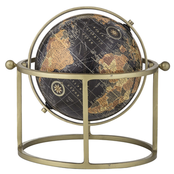 Amalfi Around The World Globe Set 28cm Black And Gold Home Decor