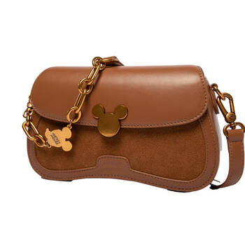 Disney Mickey PU Leather Shoulder Handbag 22x13.5cm - Brown