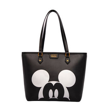 Disney Mickey Large PU Leather Tote Handbag 37x27cm - Black