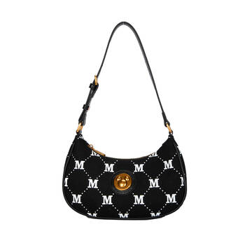 Disney Mickey Canvas Shoulder Handbag 24x12cm - Black