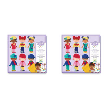 2PK Djeco Soft Dress Up Felt Dolls Collage Activity Set Kids 3y+