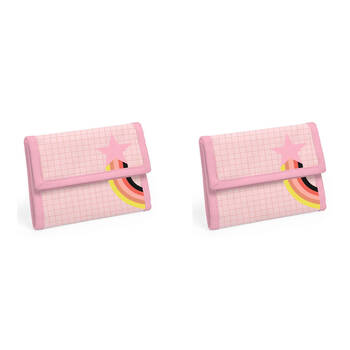 2PK Djeco 14x9cm Pop Wallet Coated Canvas Money Holder 3y+ Pink