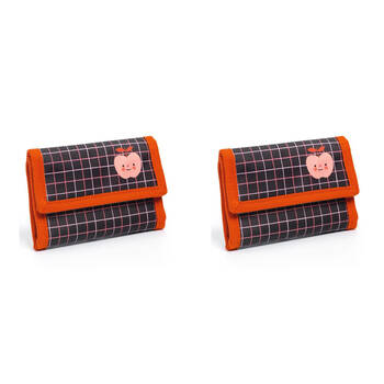 2PK Djeco 14x10cm Apple Wallet Coated Canvas Money Holder 3y+ Black/Red