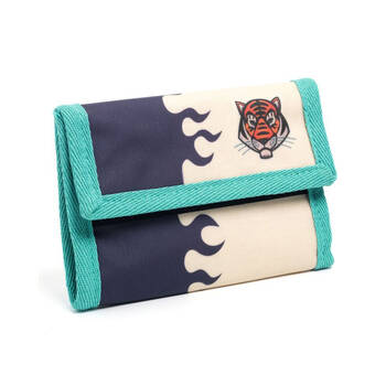 Djeco 14x10cm Tiger Wallet Coated Canvas Money Holder 3y+ Blue/Beige