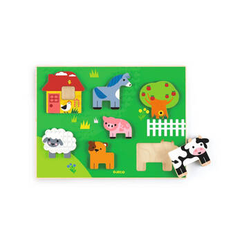 7pc Djeco Farm Story Animal Wooden Puzzle 30x22cm Toy 12m+