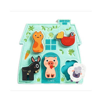 5pc Djeco Mouki Farm Animal Wooden/Felt Puzzle 21cm Toy 12m+