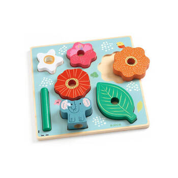 7pc Djeco Puzz & Stack Flower Wooden Stacking Puzzle 21cm Toy 18m+