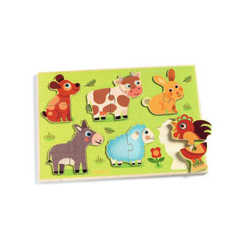 12pc Djeco Farm Animal Wooden Puzzle 22.5x31.5cm Kids Toy 18m+