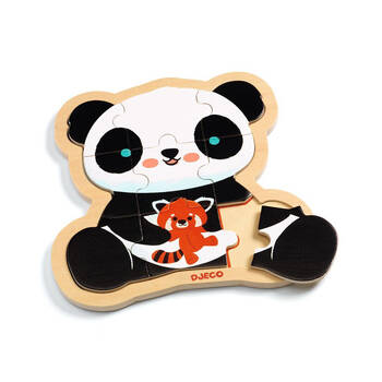 9pc Djeco Panda Wooden Jigsaw Puzzle 21cm Kids Toy 2y+